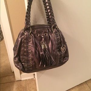 Michael Kors- gunmetal purse with tassel